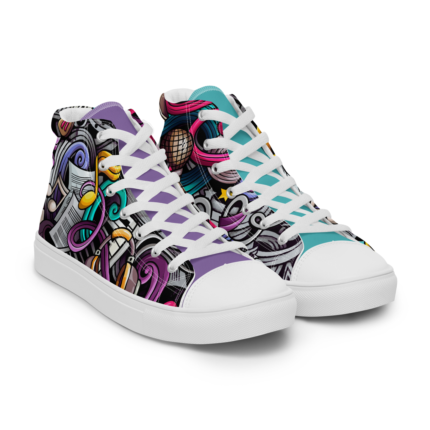Rhythmic Vibes 🎶 High Top Canvas Women's Sneakers